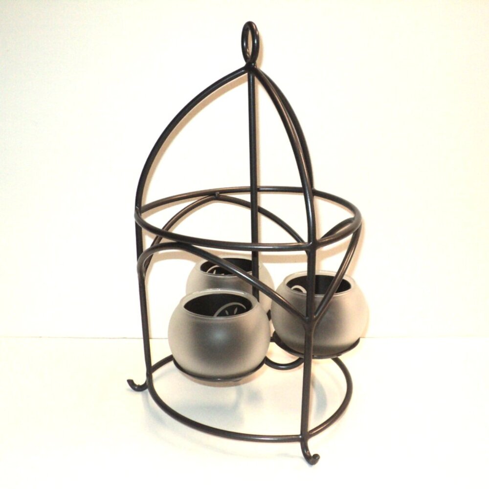 PartyLite Shadow Lights Lantern Frosted Candle Holders with Fruit Design P8507